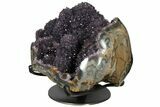 Wide Amethyst Stalactite Formation On Metal Stand - Uruguay #128081-1